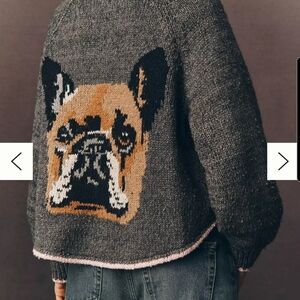 Anthropologie French Bulldog Cardigan Sweater by Pilcro